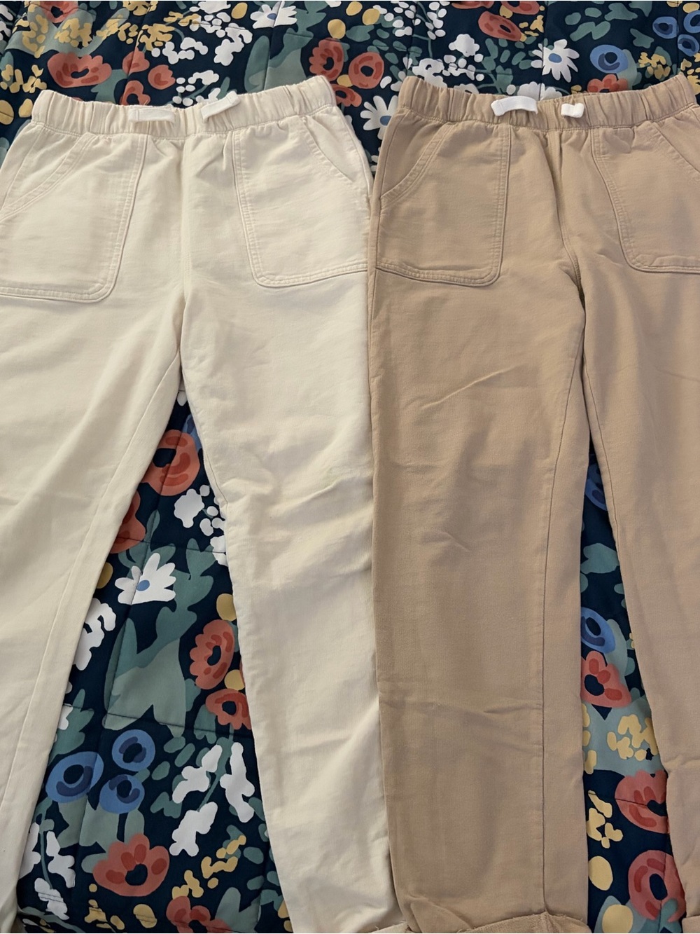 Kids Pull-On pant in Cream and Tan